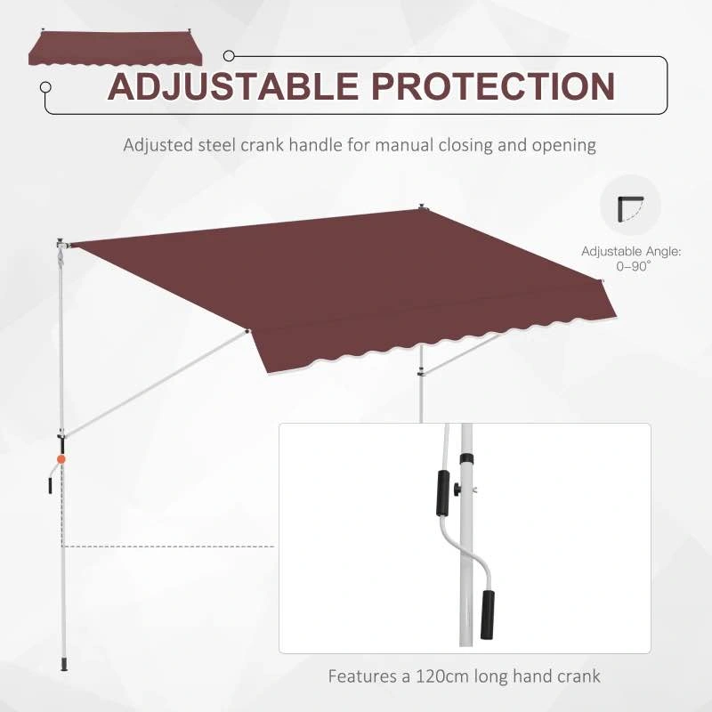 Outsunny 10x5 ft Retractable Patio Awning – Wine Red - photo 5