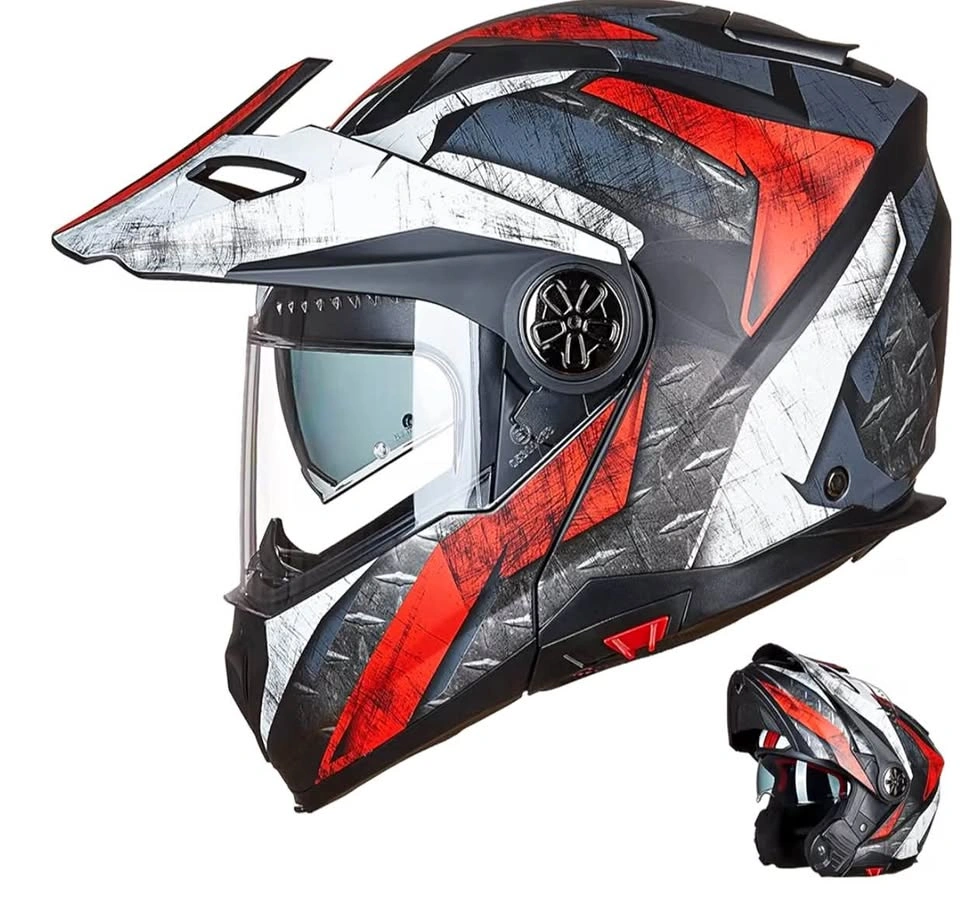 ILM Modular Full Face Motorcycle Helmet 909F – XXL Red/White (Br