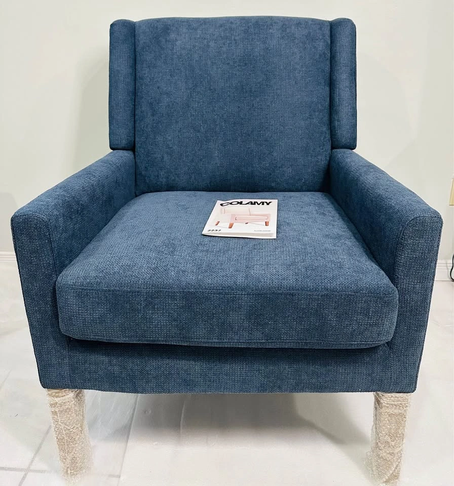 COLAMY Modern Wingback Accent Armchair - Blue - photo 2
