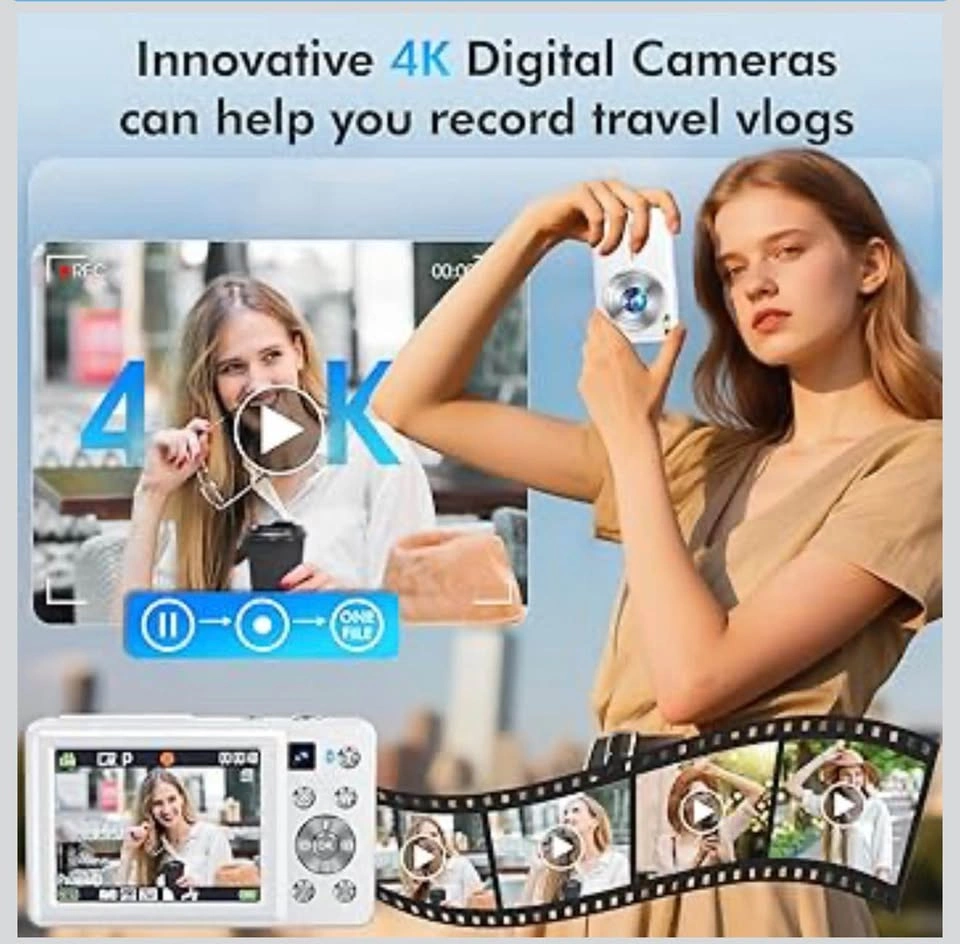 4K Digital Camera with 32GB Card & 2 Batteries (White) - photo 2