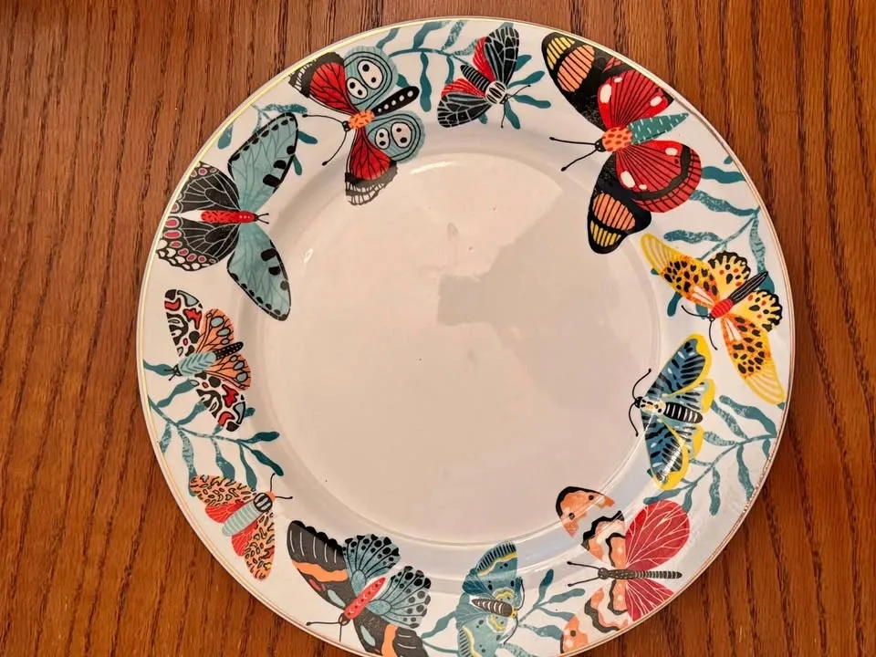 Dinner Plates with butterflies design 4 plates