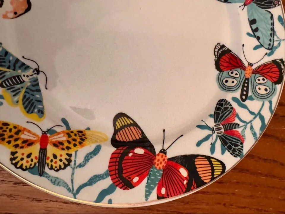 Dinner Plates with butterflies design 4 plates - photo 3