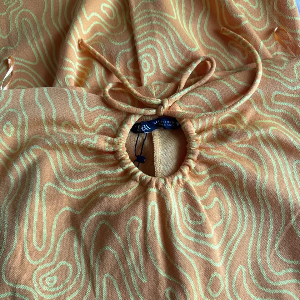 Zara printed midi skirt with ties and cutout size S - photo 5