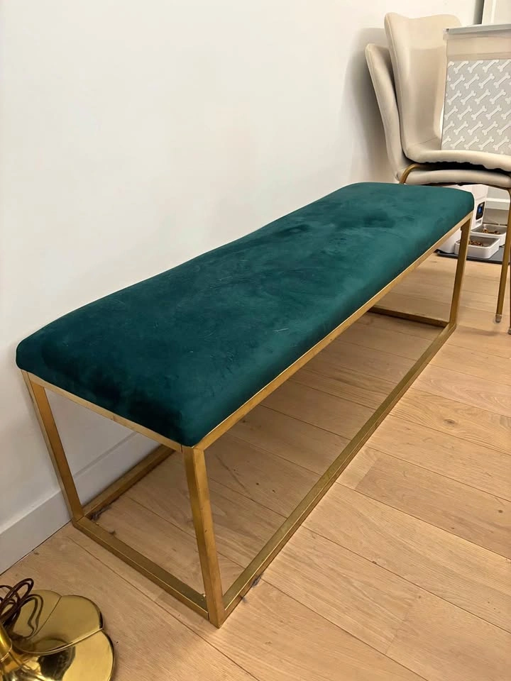 Green Velvet Sitting Bench End of Bed Bench Ottoman