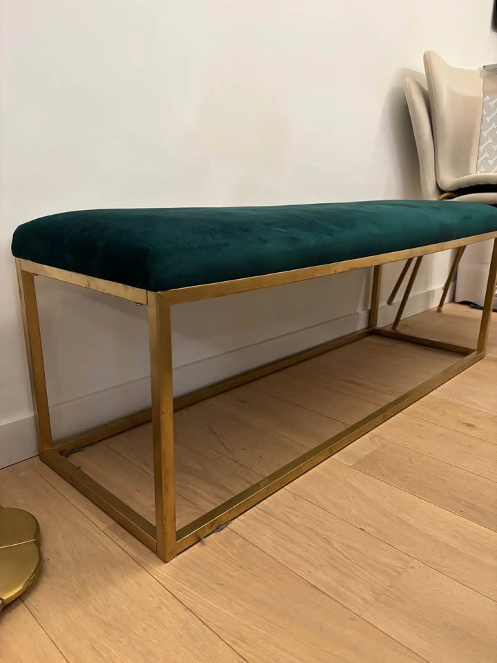 Green Velvet Sitting Bench End of Bed Bench Ottoman - photo 2