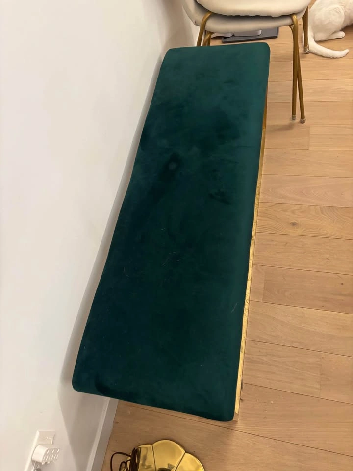 Green Velvet Sitting Bench End of Bed Bench Ottoman - photo 3