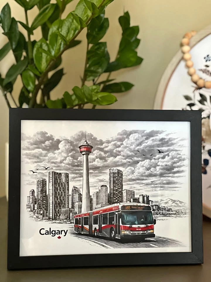 Calgary Bus & Tower Framed Art! 🇨🇦🔥