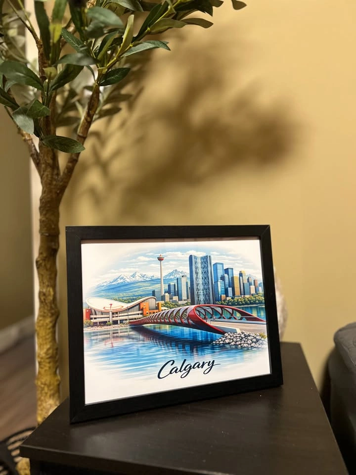 Beautiful Calgary Skyline & Peace Bridge Framed Art ! 🇨🇦✨ - photo 2