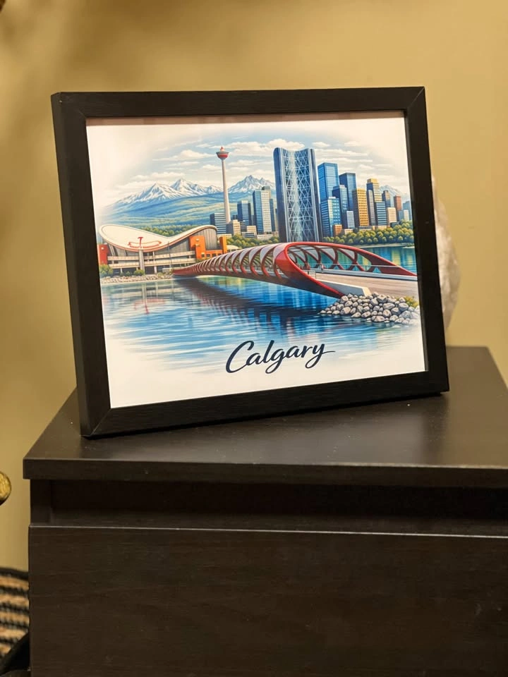 Beautiful Calgary Skyline & Peace Bridge Framed Art ! 🇨🇦✨ - photo 3