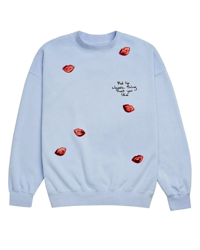 Taylor Swift Red Lip Classic Blue Sweatshirt - M