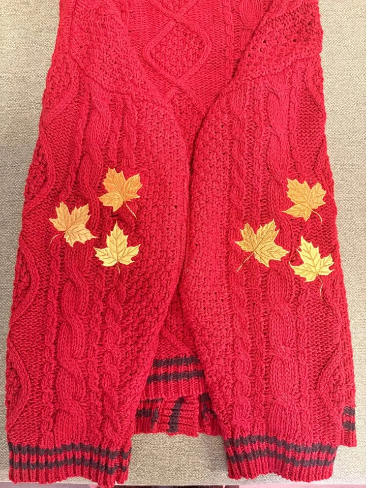 Autumn Leaves Red Cardigan