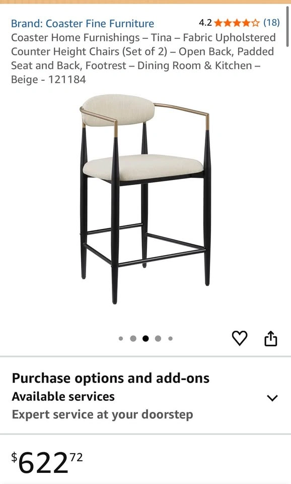 Set of 2 Counter Stools 25 " Seat Height - photo 4