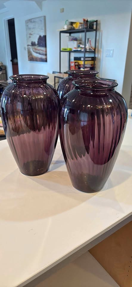 Purple glass vases