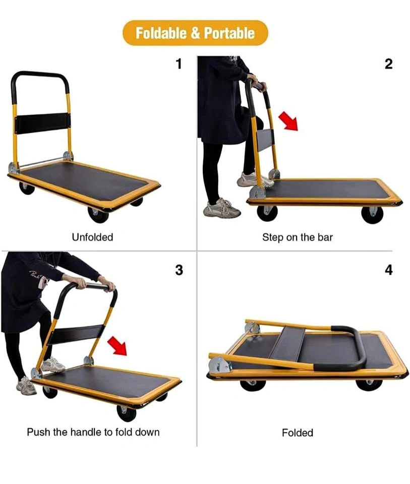 Push Cart Dolly, Platform Hand Truck, 360 Wheels, Portable, 660l