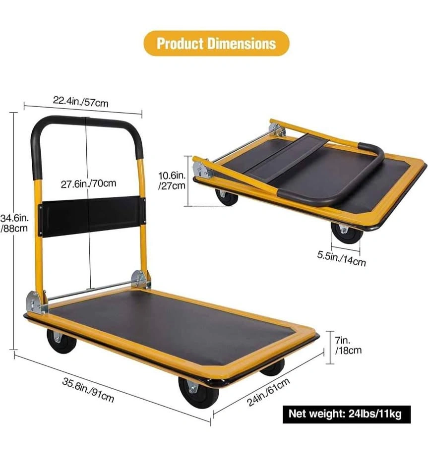 Push Cart Dolly, Platform Hand Truck, 360 Wheels, Portable, 660l - photo 3