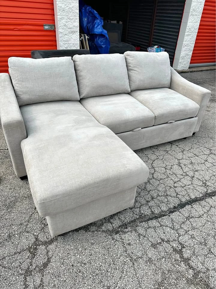 Coddle Aria Fabric Sleeper Sofa w/ Reversible Chaise & Storage (
