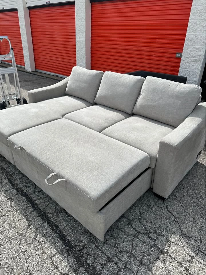 Coddle Aria Fabric Sleeper Sofa w/ Reversible Chaise & Storage ( - photo 3