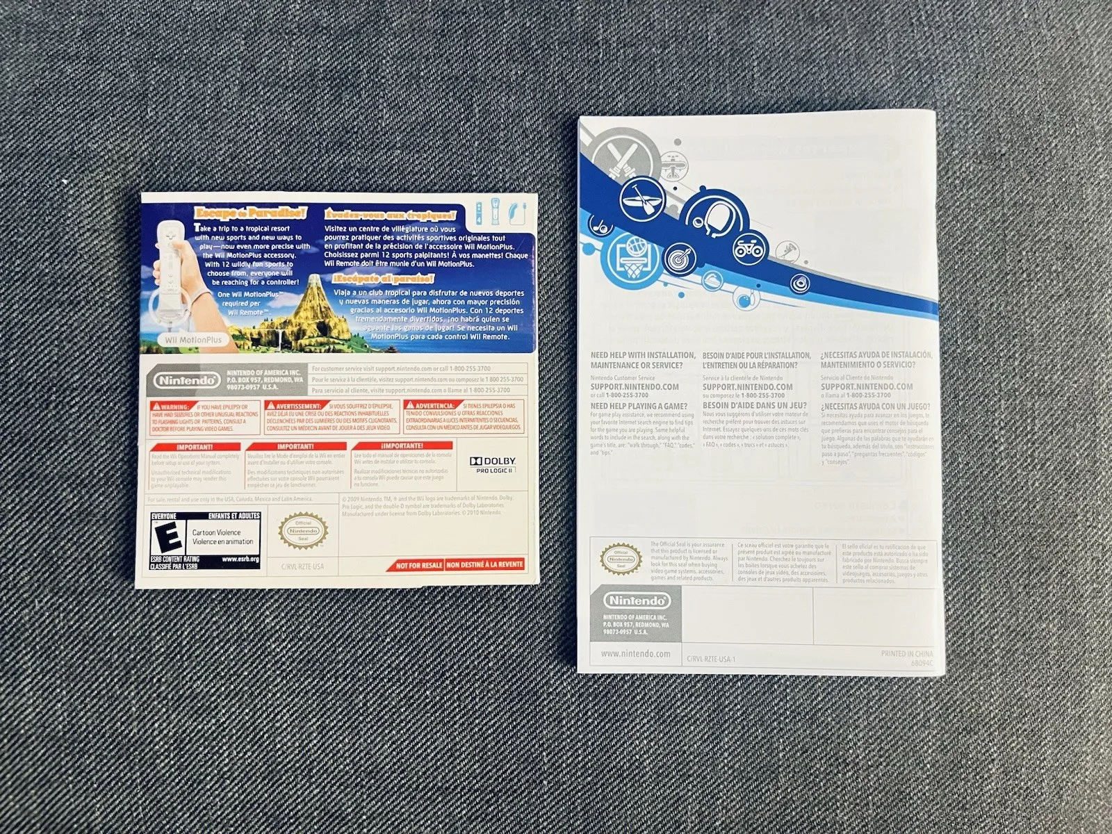 Wii Sports Resort (Nintendo Wii, 2009) Cardboard Sleeve & Manual - photo 3