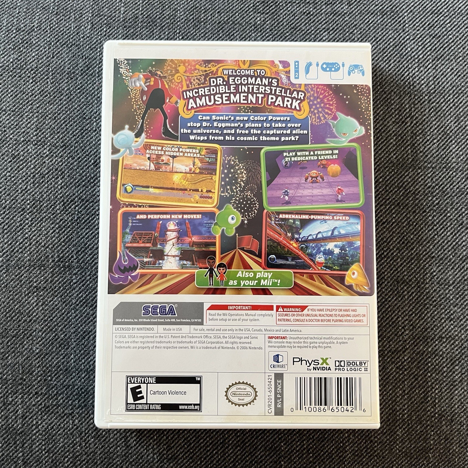 Sonic Colors Nintendo Wii Authentic Tested CIB - photo 4