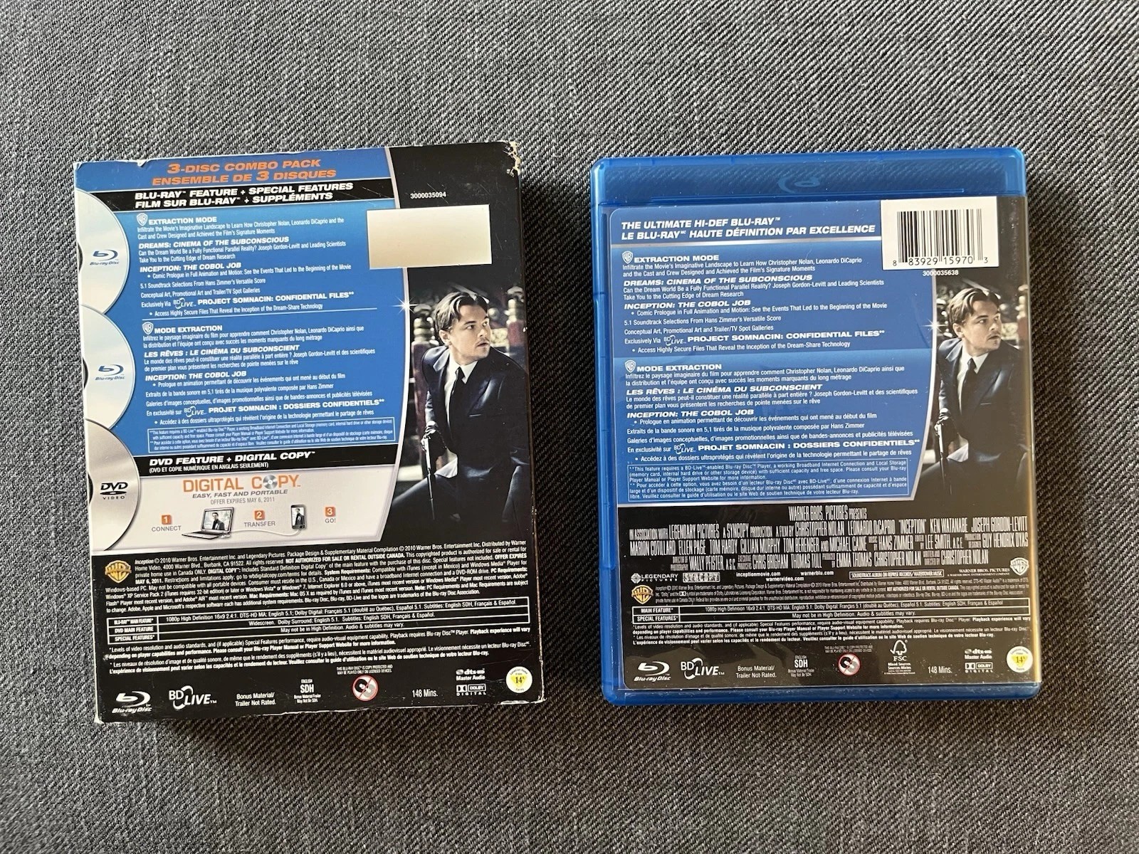 Inception Blu-ray + DVD 3-Disc Set (2010) Lenticular Slipcover - photo 3