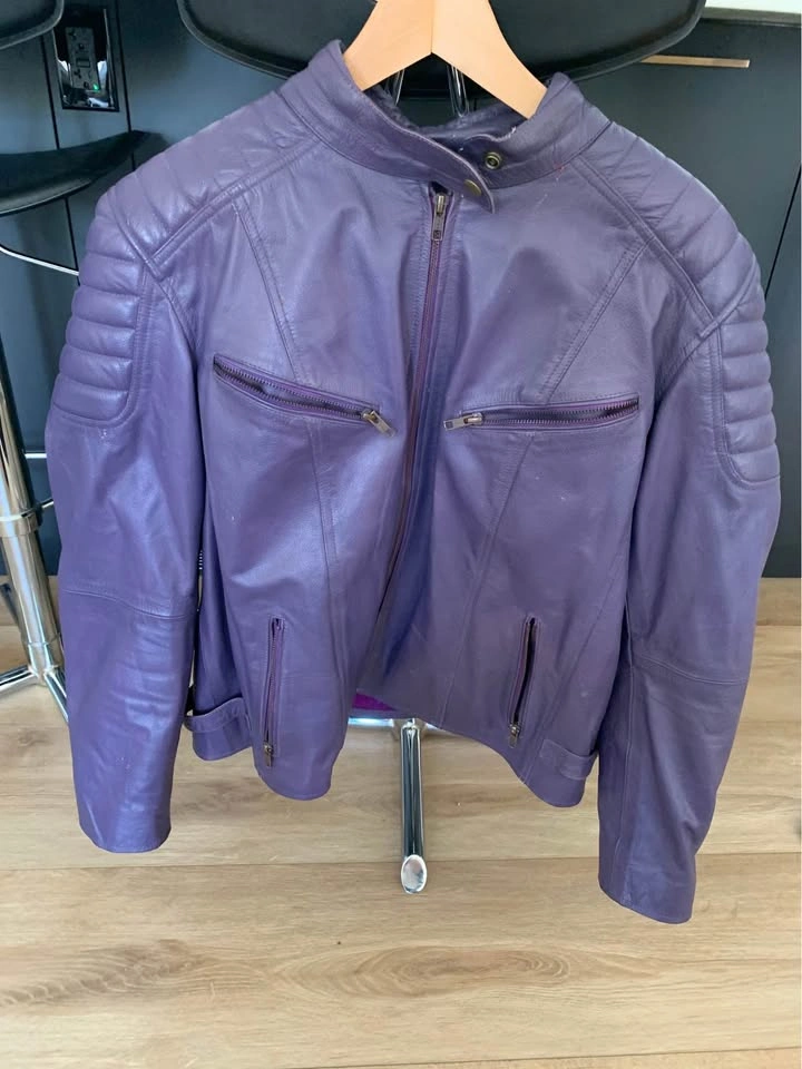 Women's Custom Leather Motorcycle Jacket - Size L