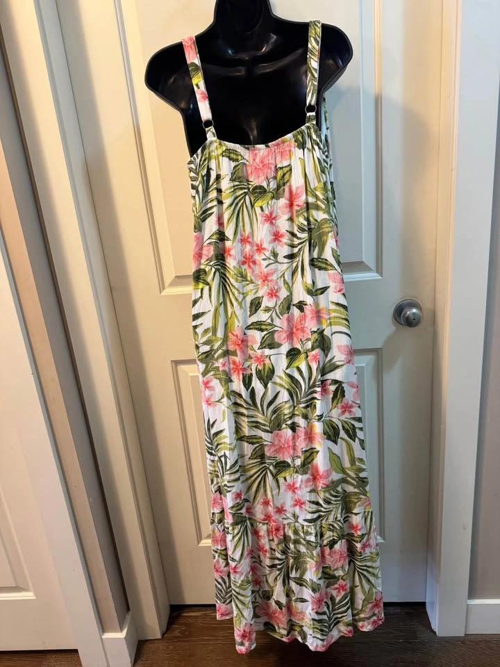 Hurley Tropical Floral Maxi Dress | Pink Hibiscus & Palm | Size - photo 5
