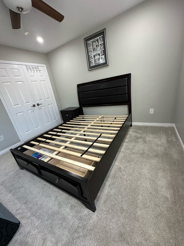 Bed Frame with Mattress & Bedside Table