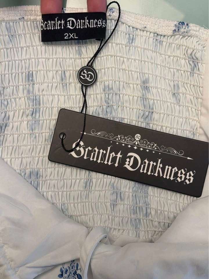 Scarlet Darkness Blue Floral Milkmaid Midi Dress NWT 2XL - photo 2