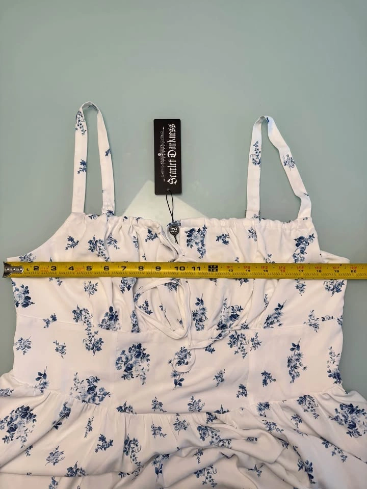 Scarlet Darkness Blue Floral Milkmaid Midi Dress NWT 2XL - photo 5