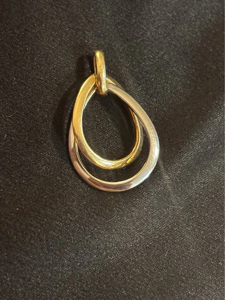 10k Gold Oval Pendant – Diamond Cut White & Yellow Gold - photo 2