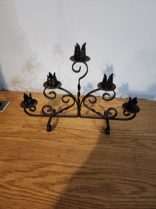 Candle holder 5 metal black 16 x 10'' tall