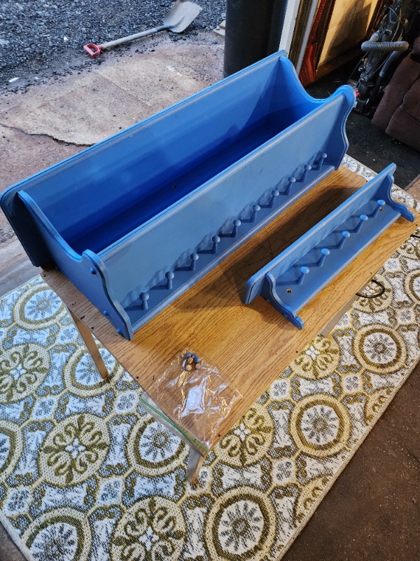 2 Blue Hanging Shelves Coat Hooks Organizer