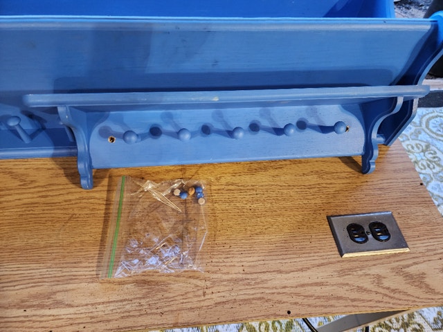2 Blue Hanging Shelves Coat Hooks Organizer - photo 5