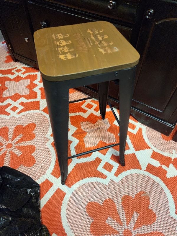 Wood Bar Stool Blantons Single Barrel Bourbon Brown Black