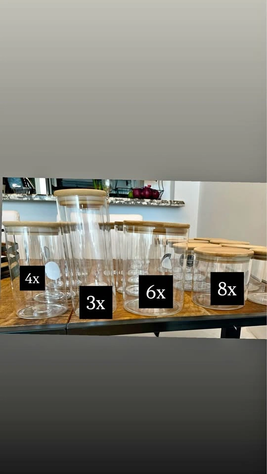 Glass jars w bamboo lids - multiple sizes