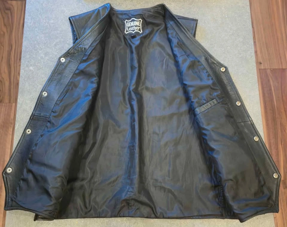 Classic Leather Motorcycle Vest (Large) - photo 3