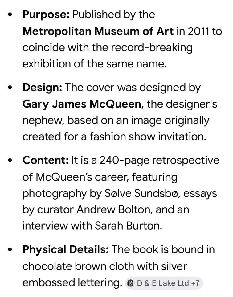 ALEXANDER MCQUEEN SAVAGE BEAUTY Fashion Design Hardcover - photo 5