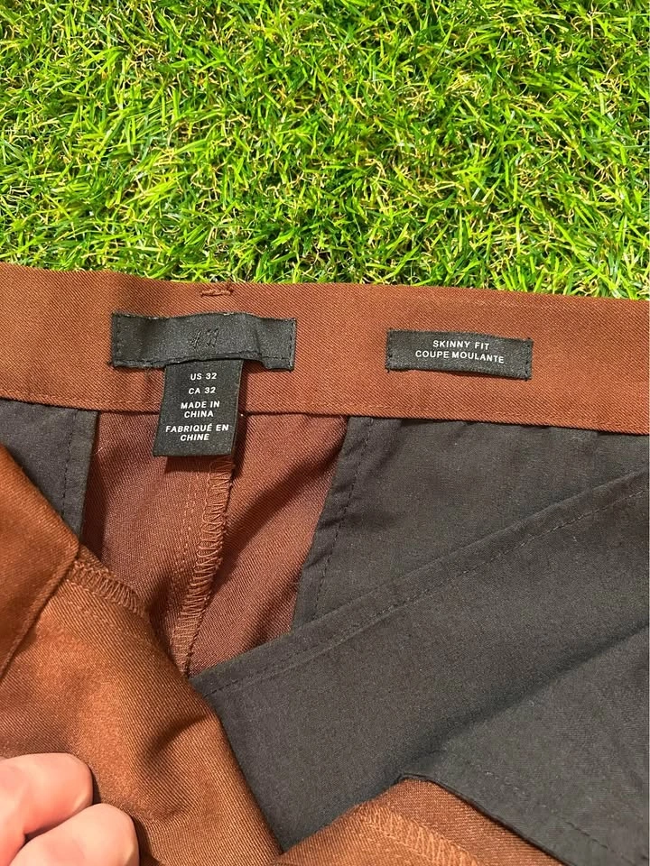 Brown Skinny Fit H&M Dress Pants - 32/30 - photo 2