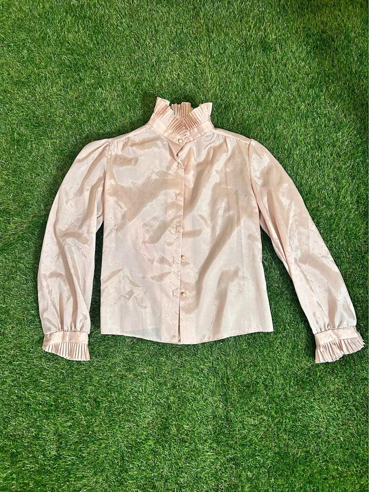 Vintage Womens Ruffled Blouse - Size Large