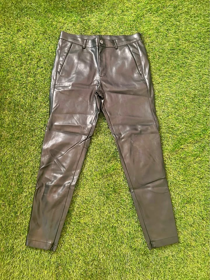 Black Zara Faux Leather Pants - 30/30
