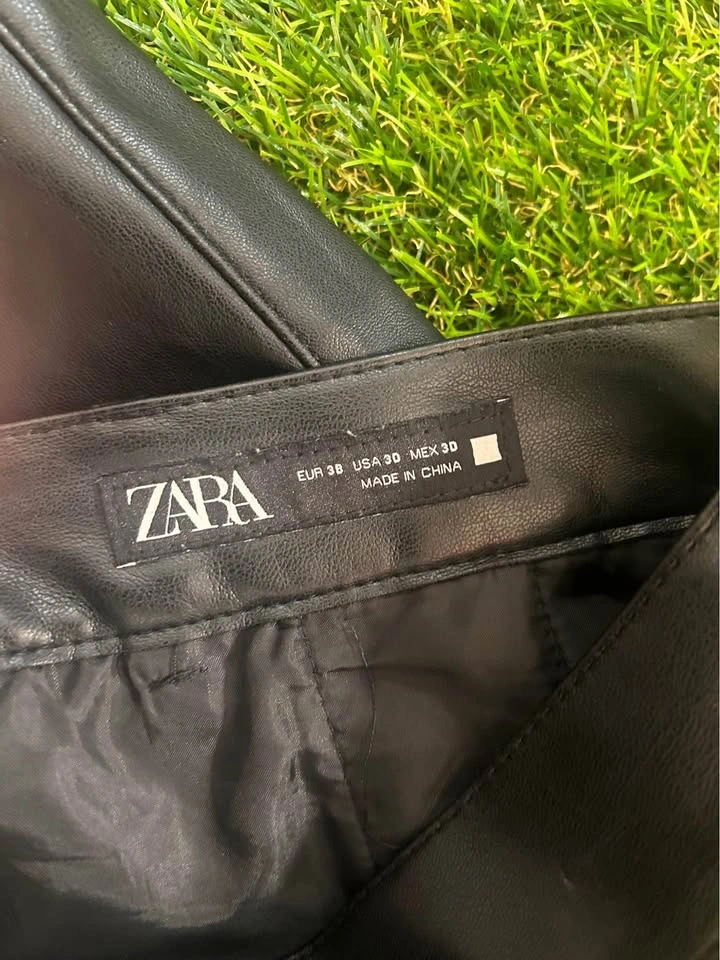 Black Zara Faux Leather Pants - 30/30 - photo 2