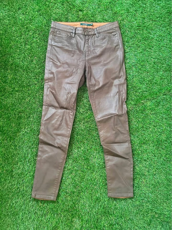Vintage Brown Ralph Lauren Waxed Jeans - 32x30