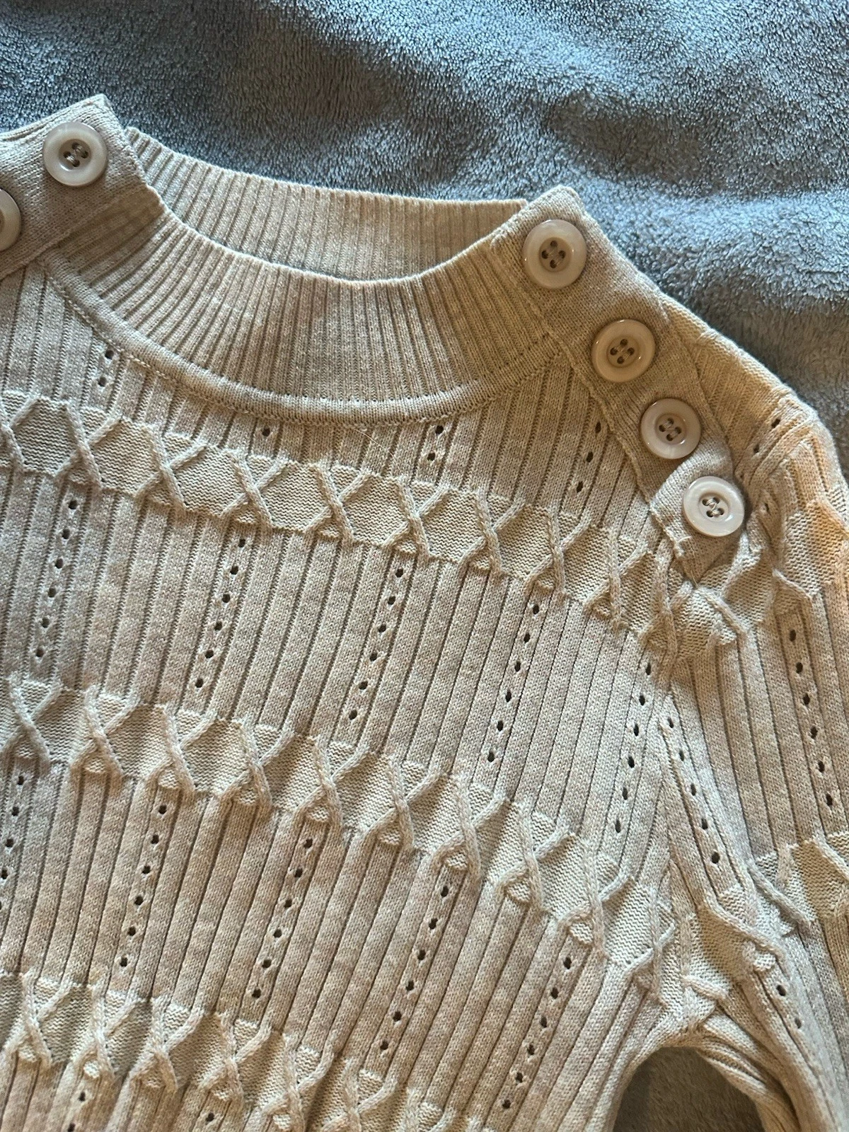 Icon Apparel Beige Knit Pullover Sweater Button Detail S - photo 2