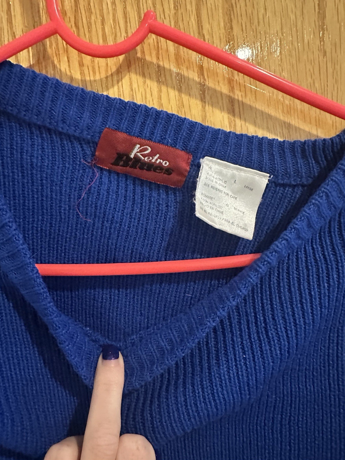 Retro Blues Knit Blue and Green Striped Cropped Sweater Size L - photo 3