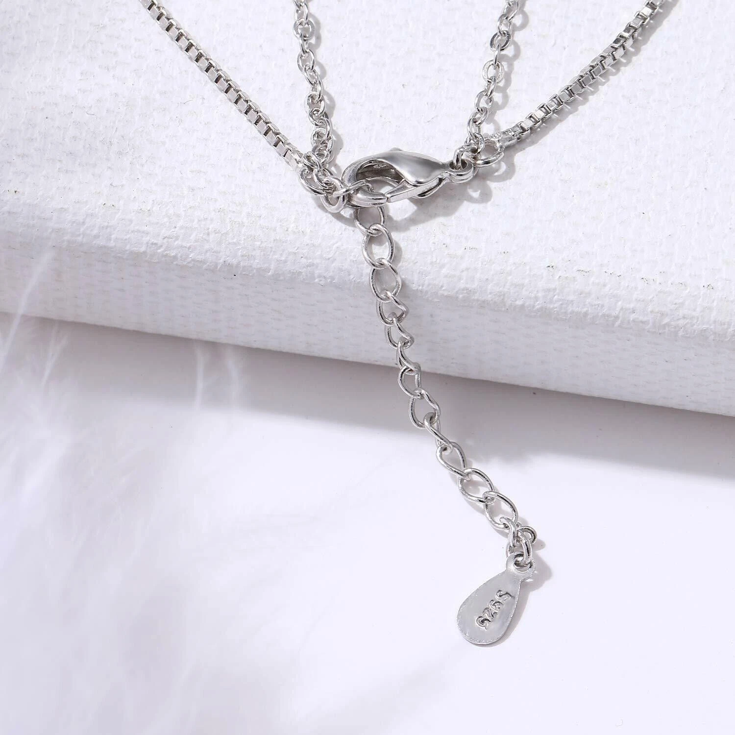 White Gold Plated Sterling Silver Cubic Zirconia Double Chain Br - photo 2