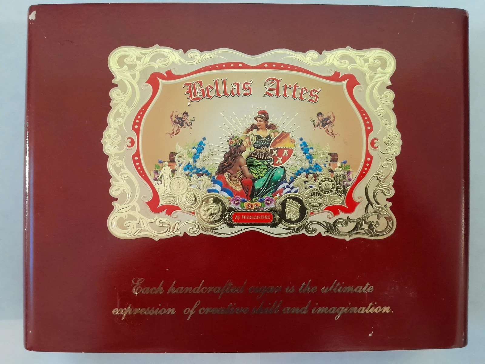 Bellas Artes Robusto Empty Wood Cigar Box 9" x 6.5" x 1.5"