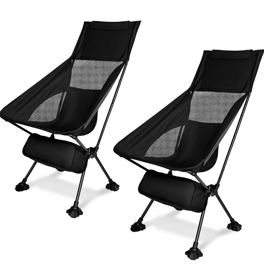 2 Camping Chairs - Black
