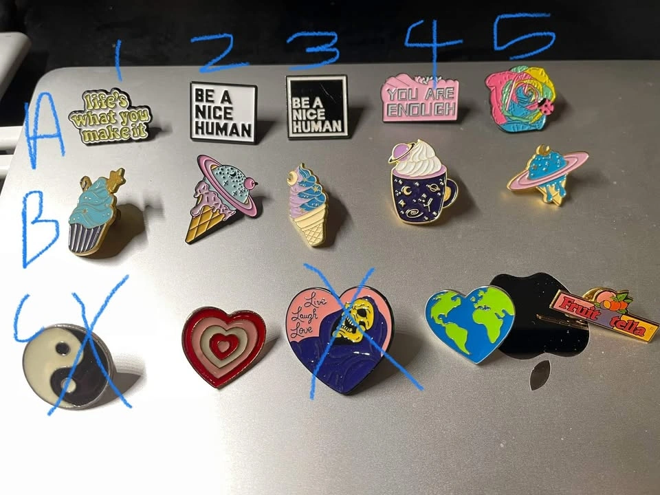 Pins - $3 each, combo available