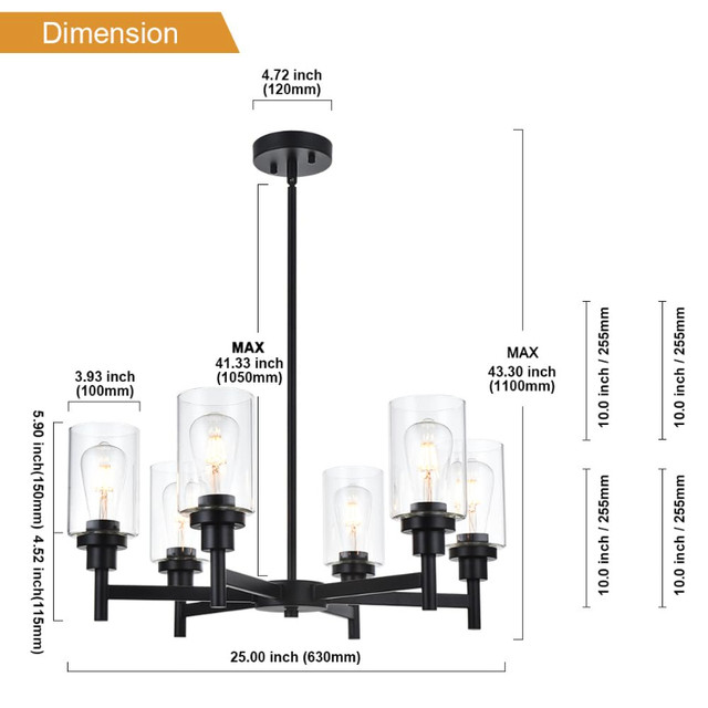 NEW 6 Light Industrial Chandelier - photo 4