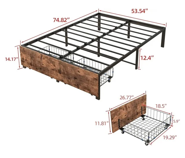 BRAND NEW 14 Inch Full/Double Size Storage Metal Bed Frame image indicator(3)